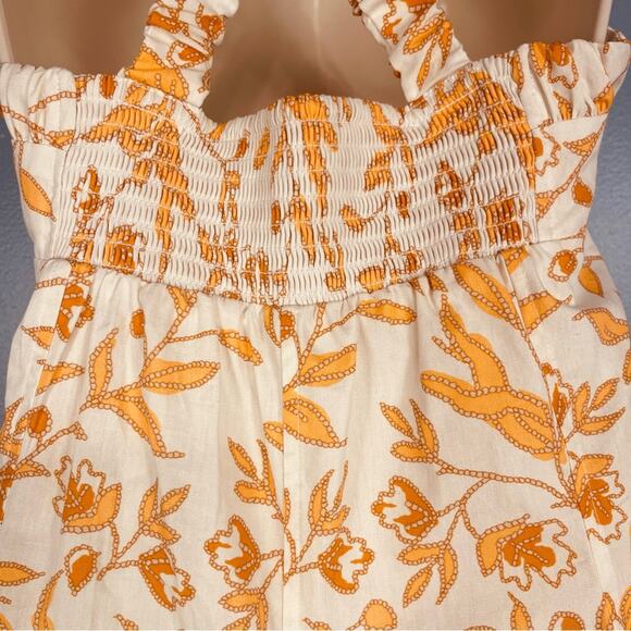Anthropologie Maeve Sweetheart Orange White Floral Sleeveless Mini Dress X-Small - Picture 12 of 13